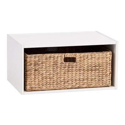 Abbeville Open Shelf Stacking Cabinet with Hyacinth Basket - Ballard Designs