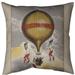 East Urban Home Hot Air Balloon Poster Throw Pillow Cover Polyester in White/Brown | 16 H x 16 W x 1 D in | Wayfair