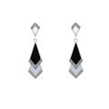 Esse Marcasite Sterling Silver Black Onyx & Shell Mother of Pearl Art Deco Drop Earrings