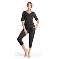 Hanro Women's Loose Fit Short Sleeve Yoga T-Shirt, Black (Black 0019), X-Large