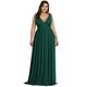 Ever-Pretty Women's Elegant Empire Wasit A Line Floor Length Chiffon V Neck Prom Dress Dark Green 20 UK