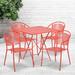 Latitude Run® Jeffry 28" Square Indoor-Outdoor Folding Patio Table Set w/ 4 Round Back Chairs Metal in Red | Wayfair ZPCD5789 43609050