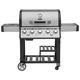 JUSTUS Gasgrill Mars, 5 Hauptbrenner, 1 Seitenbrenner, 3,5 kW – Grill mit Infrarot-Backburner, Ablageflächen, Guss-Grillrost, 158 x 62 x 122 cm, Edelstahl