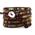 Chan Luu Women's Leather Multi Stone Signature Wrap Bracelet (Brown Leather)