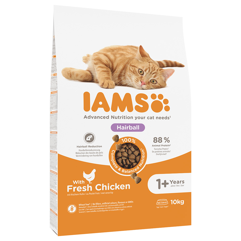 IAMS 2 x 10 / 15 kg Crocchette per gatto - Advanced Nutrition Boli di Pelo con Pollo fresco (2 x 10 kg)