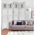 Astoria Grand Shivani 76" W x 84" H 4 - Panel Solid Wood Folding Room Divider Wood in Gray/White | 84 H x 76 W x 2 D in | Wayfair