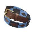 pampeano | Azules Premium Argentine Leather Handcrafted Polo Belts - Gift Boxed | Unisex Designer Belts | 3.5cm Wide, Top Grain Brown Leather Belt with an Antique Brass Buckle