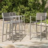 Wade Logan® Caggiano 29.5" Patio Bar Stool Metal in Gray | 45 H x 22.25 W x 21.5 D in | Wayfair 59C5011B02324233ACD00127971A1B23