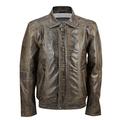 XPOSED Mens Retro Smart Casual Real Leather Vintage Blouson Collar Bomber Jacket in Black Tan Brown [Brown,4XL]