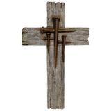 Winston Porter Polyresin Faux Distressed & Multi Nail Cross Vintage Accent Hanging Wall Cross Décor in Brown/Gray | 13.6 H x 8.4 W x 1 D in | Wayfair