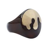 Eternal Promise in Black,'Gold Accented Agate Signet Ring from Brazil'