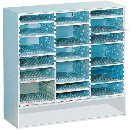 trieur courrier 3 colonnes gris avec 18 tablettes paperflow