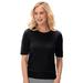 Appleseeds Women's Spindrift™ Soft Short-Sleeve Sweater Shell - Black - 3X - Womens