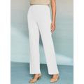 Draper's & Damon's Women's Textured Stretch Crepe Straight Leg Pull-On Pants - White - PL - Petite Short