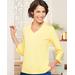 Draper's & Damon's Women's Essential V-Neck 3/4 Sleeve Tee - Yellow - 3X - Womens