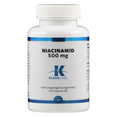 Niacinamid B3 500 mg Klean Labs Kapseln 100 St