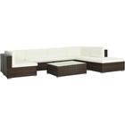 vidaXL Set Divani da Giardino 8 pz con Cuscini in Polyrattan Marrone