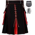 MajesticUK Hybrid Utility kilt Scottish kilts for men Tartan Black Cotton Traditional Highland Dress With Free Deluxe Sporran (34, Red & Black)