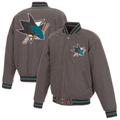 San Jose Sharks JH Design Reversible Wool Jacket - Gray/Black