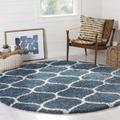 Hudson Shag Collection 7' X 7' Round Rug in Slate Blue And Ivory - Safavieh SGH280L-7R