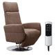 Cavadore TV-Sessel Cobra / Fernsehsessel mit 2 E-Motoren und Akku / Relaxfunktion, Liegefunktion / Ergonomie M / 71 x 110 x 82 / Lederoptik Braun