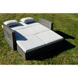Canora Grey Salamone Outdoor Double Chaise Lounge w/ Cushion & Table Metal in Gray | 25.5 H x 77 W x 60 D in | Wayfair
