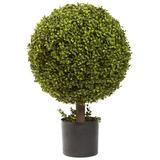 Primrue 21" Artificial Boxwood Topiary in Planter Silk/Plastic | 27 H x 17 W x 17 D in | Wayfair 2D1E9FD57E9C4C1BB38B400C16BCD50A