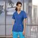 Cherokee Women's Mock Wrap Scrub Top (Size L) Royal Blue, Polyester,Rayon,Spandex