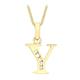 Carissima Gold Women's 9 ct Yellow Gold Cubic Zirconia 10 x 12 mm Initial Y Pendant on 9 ct Yellow Gold 0.7 mm Diamond Cut Curb Chain Necklace of Length 46 cm/18 Inch