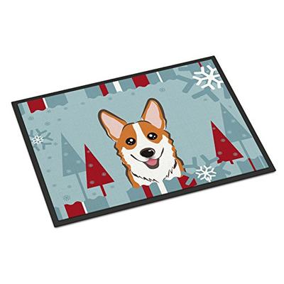 Caroline's Treasures BB1750JMAT Winter Holiday Red Corgi Indoor or Outdoor Mat 24x36, 24H X 36W, Mul