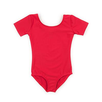 Leveret Girls Leotard Red Short Sleeve Large (10-12)