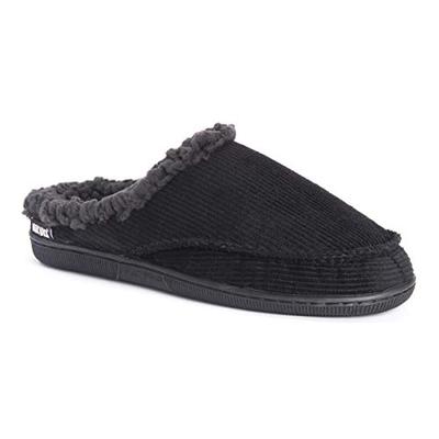 MUK LUKS Men's Corduroy Clogs Slipper, Black, Large 12-13 M US