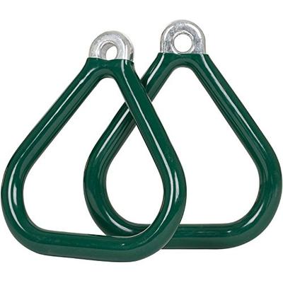 Swing Set Stuff Commercial Coated Triangle Trapeze Rings (Green) with SSS Logo Sticker