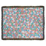 Ebern Designs Kitterman Triangle Woven Cotton Blanket Cotton in Pink/Gray/Blue | 37 W in | Wayfair 6C15700F0A644A93BC2851EA7146F0BE