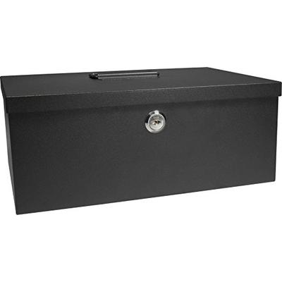 BARSKA 12-Inch Cash Box and 6 Compartment Tray with Key Lock