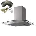 SIA 60cm Stainless Steel Curved Glass Cooker Hood Extractor Fan And 1m Ducting