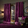 SELECT-ED® Luxuries Faux Velvet Curtains Pair Fully Lined Eyelet Ring Top Ready Made Curtains NZ (NZ, Purple, 90" Width x 90" Depth)