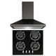 SIA R7 60cm Black 4 Burner Gas On Glass Hob And Pyramid Chimney Cooker Hood Fan