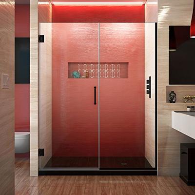 DreamLine Unidoor Plus Min 53 in. to Max 53-1/2 in. W x 72 in. H Hinged Shower Door, Satin Black Fin