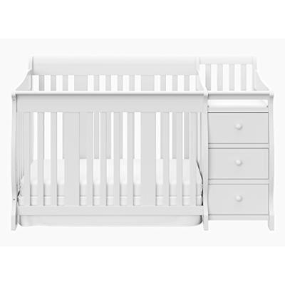 Storkcraft Portofino 4 in 1 Fixed Side Convertible Crib Changer, White, Easily Converts to Toddler B