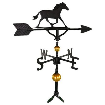 Montague Metal Products 32-Inch Deluxe Weathervane with Satin Black Horse Ornament