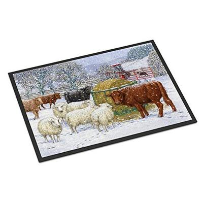 Caroline's Treasures ASA2207JMAT Cows and Sheep in The Snow Indoor or Outdoor Mat 24x36, 24H X 36W,