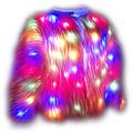 i-furzone Faux Fur Led Jacket Light up Winter Coat for Halloween Xmas Party Costume Plus Size 6XL (XX-Large, Pink)