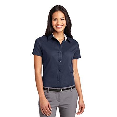 Port Authority Women's Ladies Short Sleeve M Navy/Light Stone