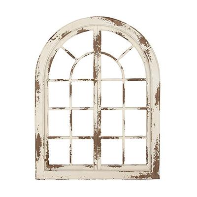 Deco 79 98741 Distressed White Wood Arch Window Wall Decor, 37" x 48"