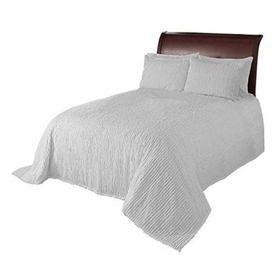 Beatrice Home Fashions Channel Chenille Bedspread, King, White