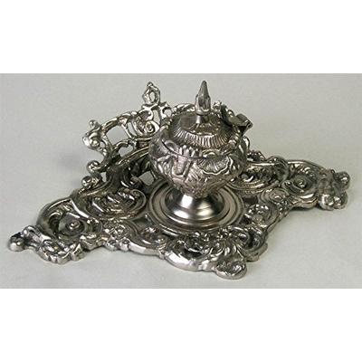 AA Importing 51661 Single Inkwell, Antique Silver Finish