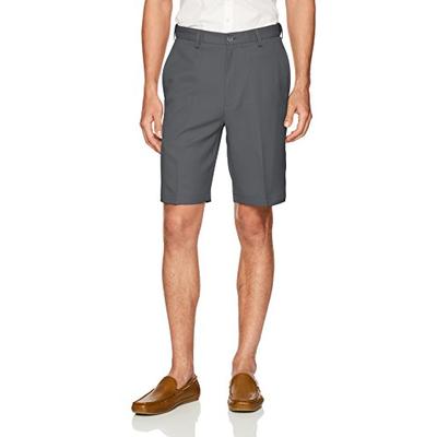 Haggar Men's Cool 18 Pro Straight Fit Stretch Solid Flat Front Short, Grey 44