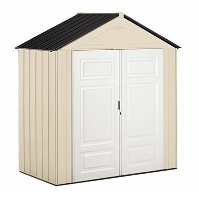 Rubbermaid Outdoor Shed, Plastic, 7x3 Feet, Maple/Sandstone (1862705)
