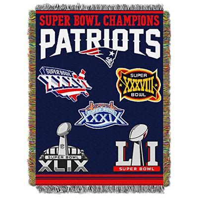 Officially Licensed NFL New England Patriots Commemorative Woven Tapestry Throw Blanket, 48" x 60"